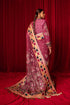 Womens Unstitched Embroidered Net Saree Purple